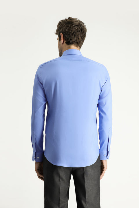 Dark Blue Techno-Line Long Sleeve Slim Fit Classic Shirt