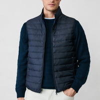 Dark Navy High Collar Zip-Up Quilted Sports Padded Vest