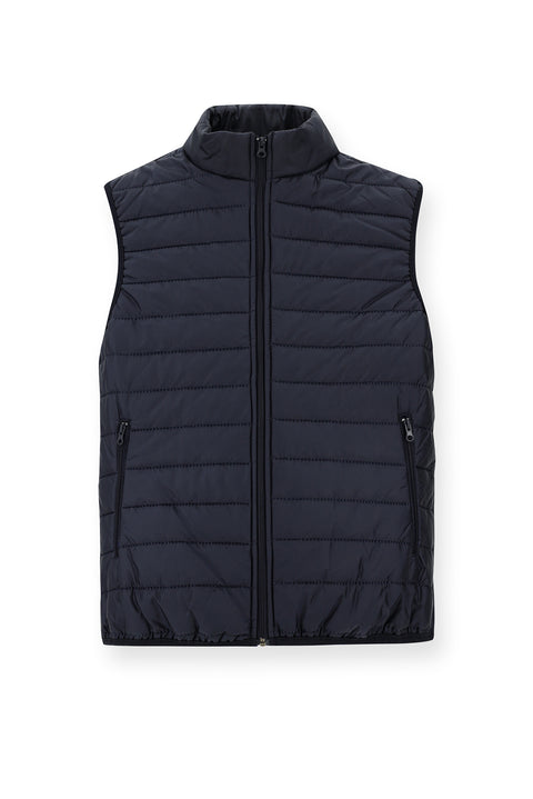 Dark Navy High Collar Zip-Up Quilted Sports Padded Vest