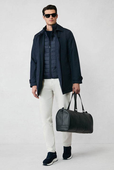 Dark Navy High Collar Zip-Up Quilted Sports Padded Vest