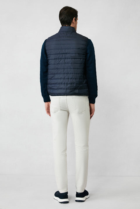 Dark Navy High Collar Zip-Up Quilted Sports Padded Vest