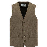 Dark Brown Slim Fit Patterned Wool Vest