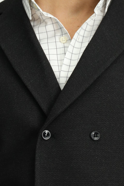 Black Slim Fit Narrow Cut Patterned Classic Double-Breasted Vest