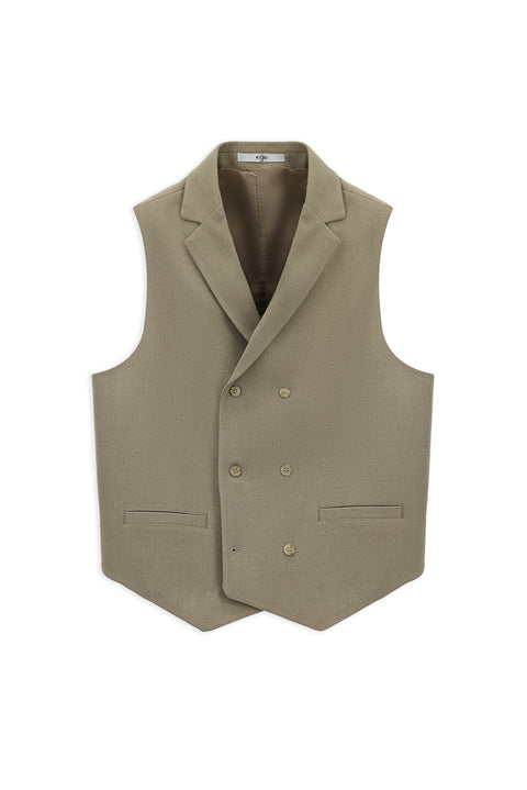 Medium Mink Slim Fit Narrow Cut Patterned Classic Double-Breasted Vest