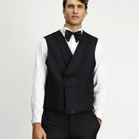 Black Regular Fit Double-Breasted Classic Tuxedo Vest