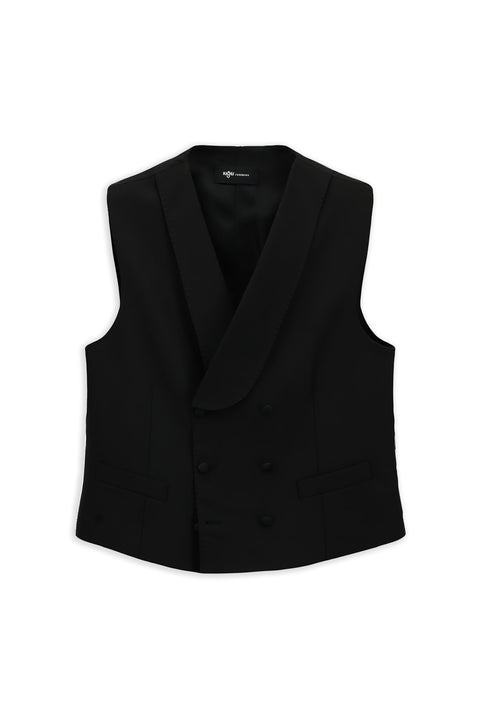 Black Regular Fit Double-Breasted Classic Tuxedo Vest