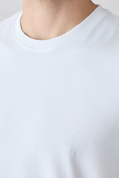 Beyaz Bisiklet Yaka Regular Fit %100 Pamuk Basic Tişört
