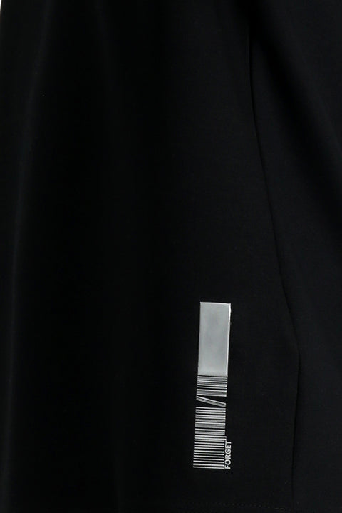 Black Crew Neck Oversize Lycra Printed T-Shirt