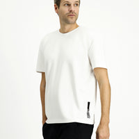 White Crew Neck Oversize Lycra Printed T-Shirt
