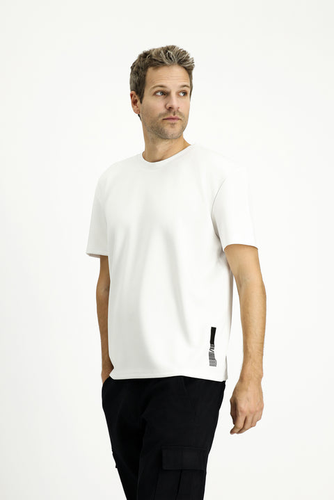White Crew Neck Oversize Lycra Printed T-Shirt