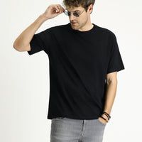 Black Crew Neck Oversize Supreme Cotton T-Shirt