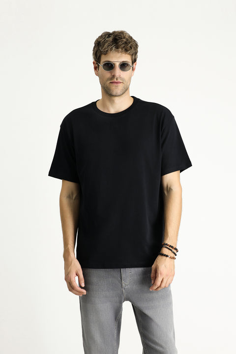 Black Crew Neck Oversize Supreme Cotton T-Shirt