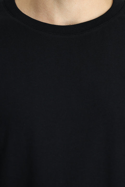Black Crew Neck Oversize Supreme Cotton T-Shirt