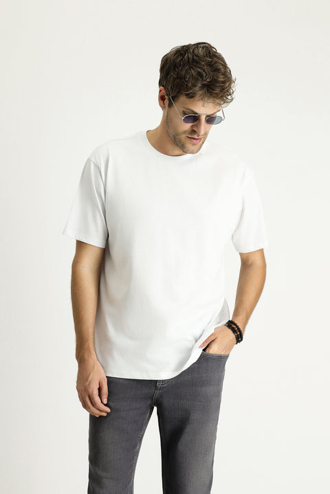 White Crew Neck Oversize Supreme Cotton T-Shirt