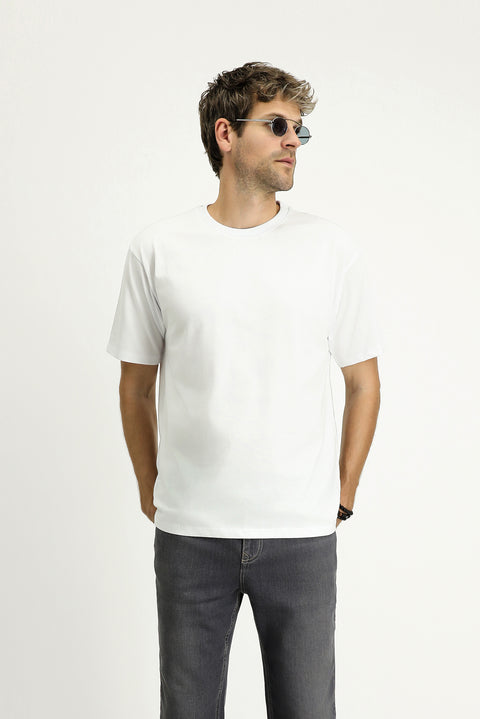 White Crew Neck Oversize Supreme Cotton T-Shirt