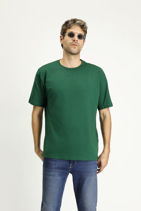 Dark Green Crew Neck Oversize Supreme Cotton T-Shirt