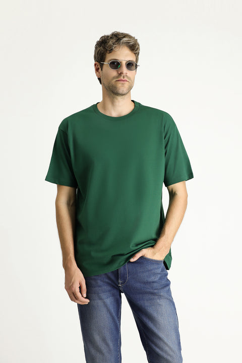 Dark Green Crew Neck Oversize Supreme Cotton T-Shirt