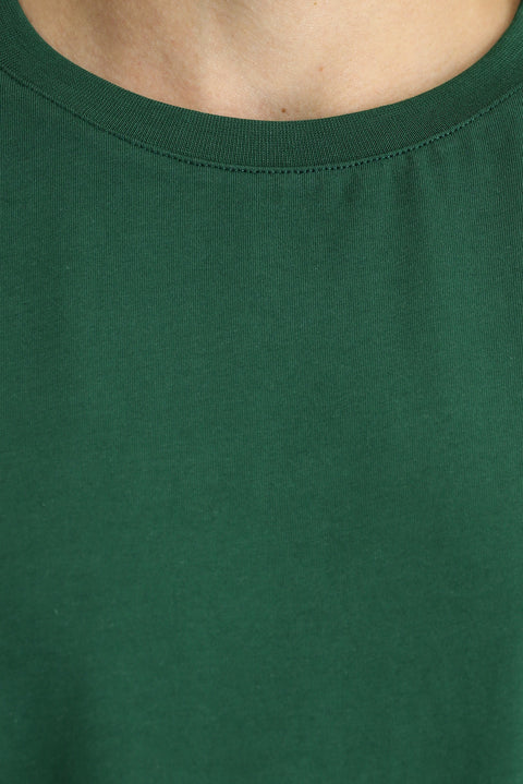 Dark Green Crew Neck Oversize Supreme Cotton T-Shirt