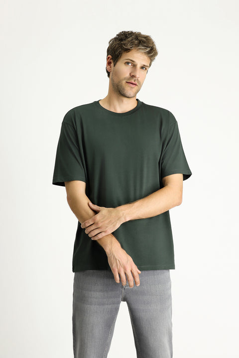 Dark Anthracite Crew Neck Oversize Supreme Cotton T-Shirt