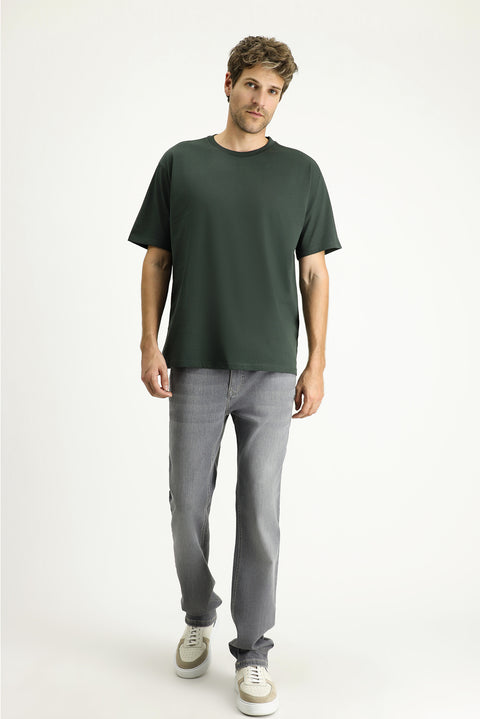 Dark Anthracite Crew Neck Oversize Supreme Cotton T-Shirt