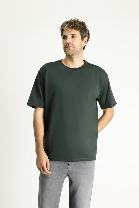 Dark Anthracite Crew Neck Oversize Supreme Cotton T-Shirt