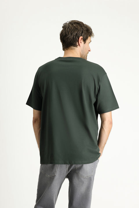 Dark Anthracite Crew Neck Oversize Supreme Cotton T-Shirt