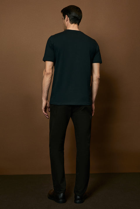 Black Crew Neck Regular Fit 100% Cotton T-shirt