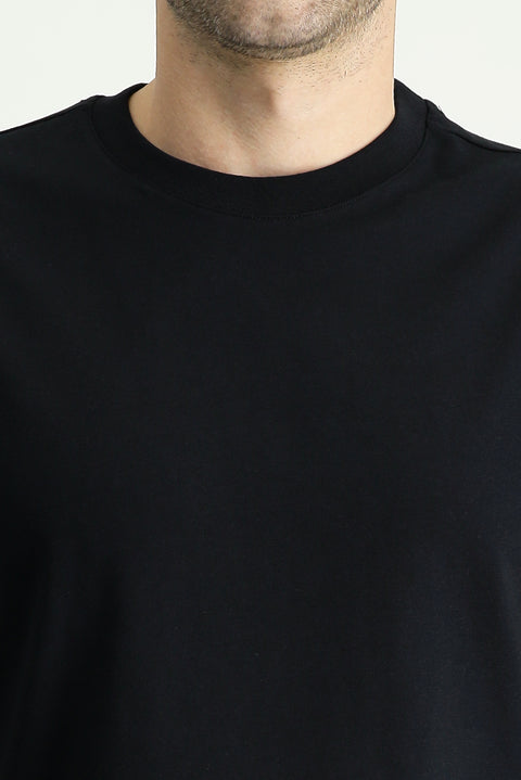 Black Crew Neck Regular Fit 100% Cotton T-shirt
