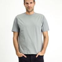 Light Grey Melange Crew Neck Regular Fit 100% Cotton T-shirt