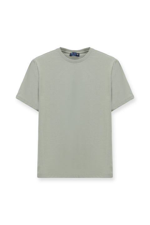 Light Grey Melange Crew Neck Regular Fit 100% Cotton T-shirt