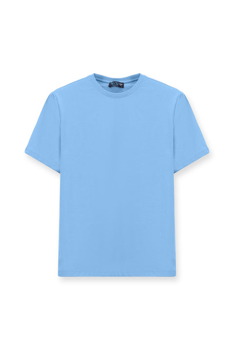 Blue Crew Neck Regular Fit 100% Cotton T-shirt