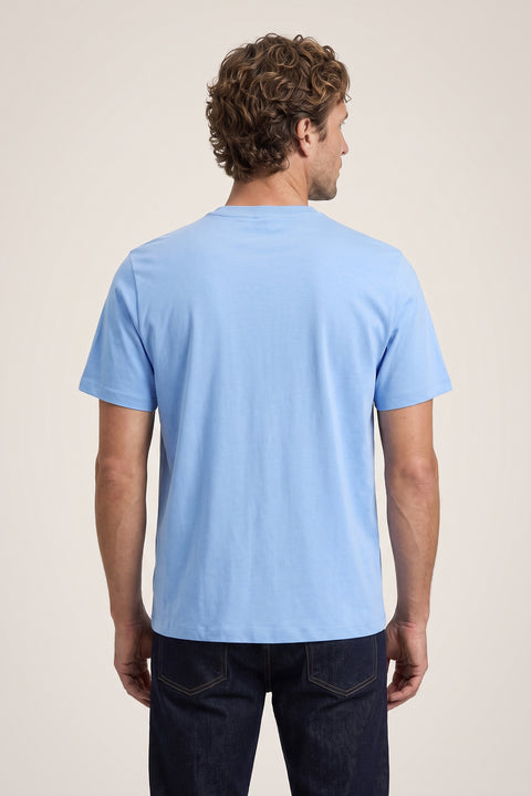 Blue Crew Neck Regular Fit 100% Cotton Supreme Basic T-Shirt