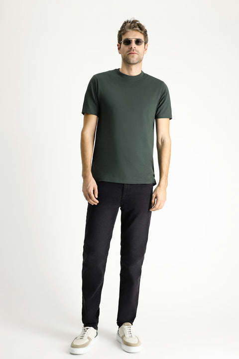 Dark Anthracite Crew Neck Regular Fit 100% Cotton T-shirt
