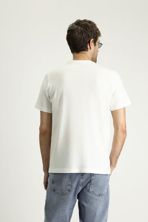Off-white crew neck regular fit printed supreme cotton t-shirt