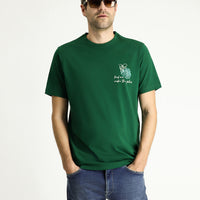 Dark Green Crew Neck Regular Fit Printed Supreme Cotton T-Shirt