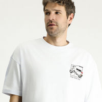 White Crew Neck Oversize Printed Supreme Cotton T-shirt