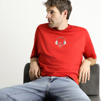 Flag Red Crew Neck Oversize Printed Supreme Cotton T-Shirt