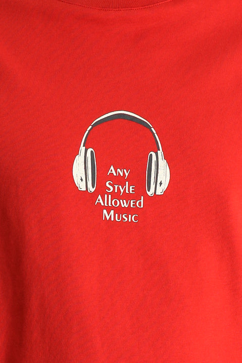 Flag Red Crew Neck Oversize Printed Supreme Cotton T-Shirt