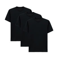 Black Crew Neck Regular Fit 100% Cotton 3-Pack T-Shirt Set