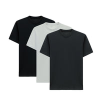 Black - Anthracite - White Crew Neck Regular Fit 100% Cotton 3-Pack T-Shirt Set