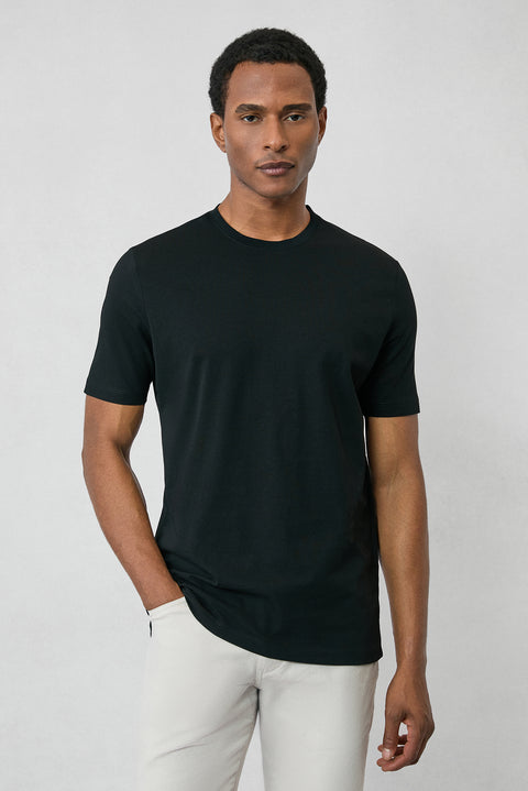 Black Crew Neck Slim Fit 100% Cotton T-shirt