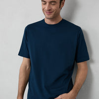 Medium Navy Crew Neck Slim Fit 100% Cotton T-shirt