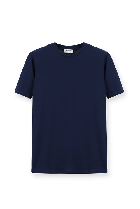 Medium Navy Crew Neck Slim Fit 100% Cotton T-shirt