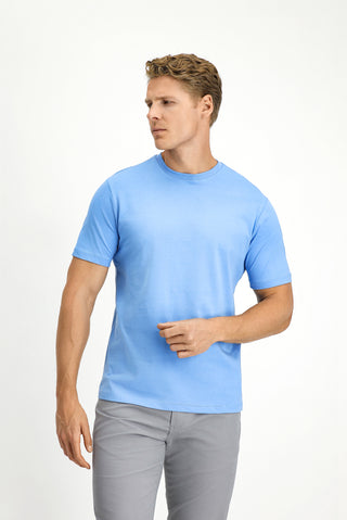  Mavi Bisiklet Yaka Slim Fit %100 Pamuk Tişört