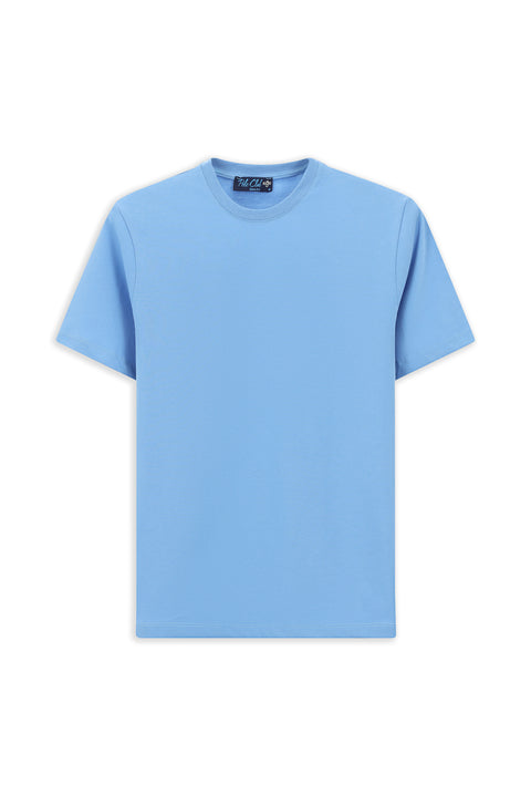 Blue Crew Neck Slim Fit 100% Cotton T-shirt