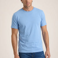Blue Crew Neck Slim Fit 100% Cotton T-shirt