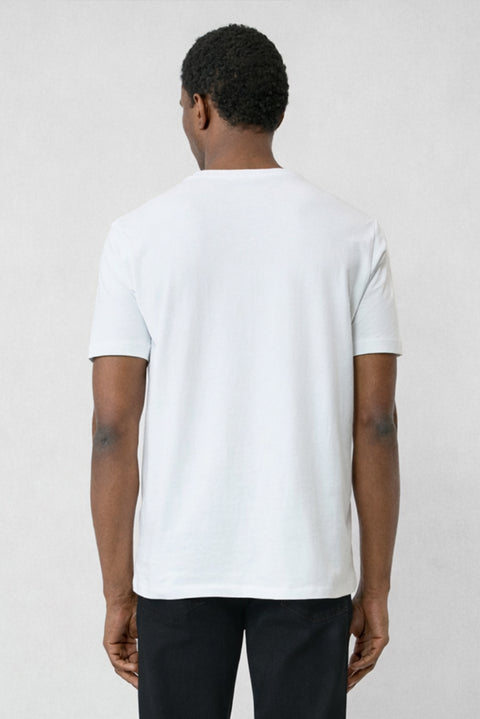 Beyaz Bisiklet Yaka Slim Fit %100 Pamuk Tişört