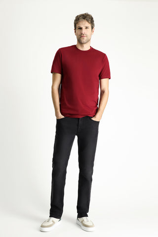  Açık Bordo Bisiklet Yaka Slim Fit %100 Pamuk Tişört