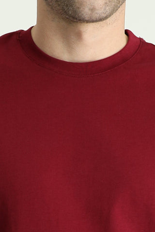  Açık Bordo Bisiklet Yaka Slim Fit %100 Pamuk Tişört