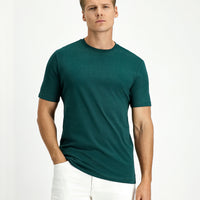 Dark Green Crew Neck Slim Fit 100% Cotton T-shirt